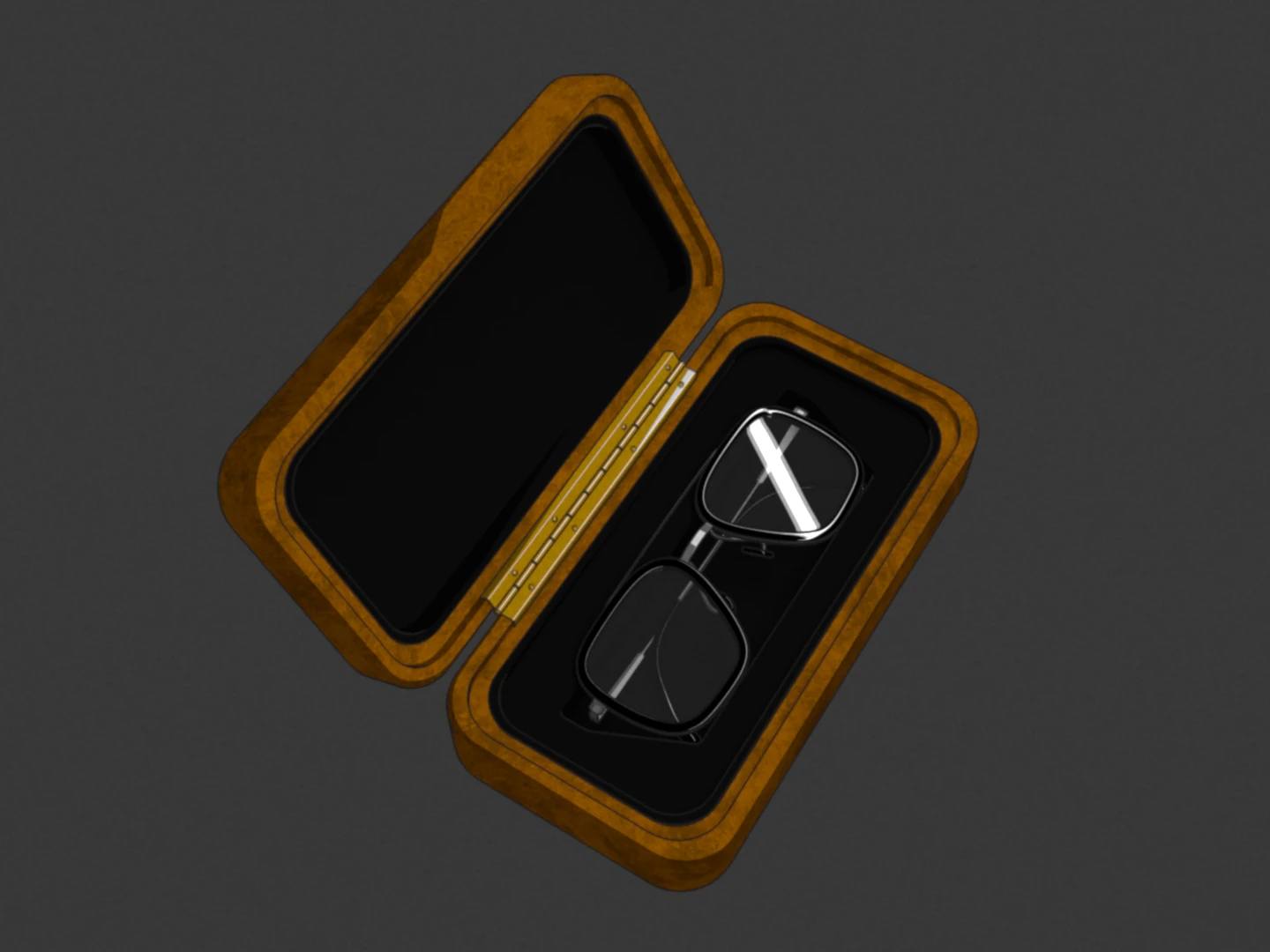 3d render of glasses in a case